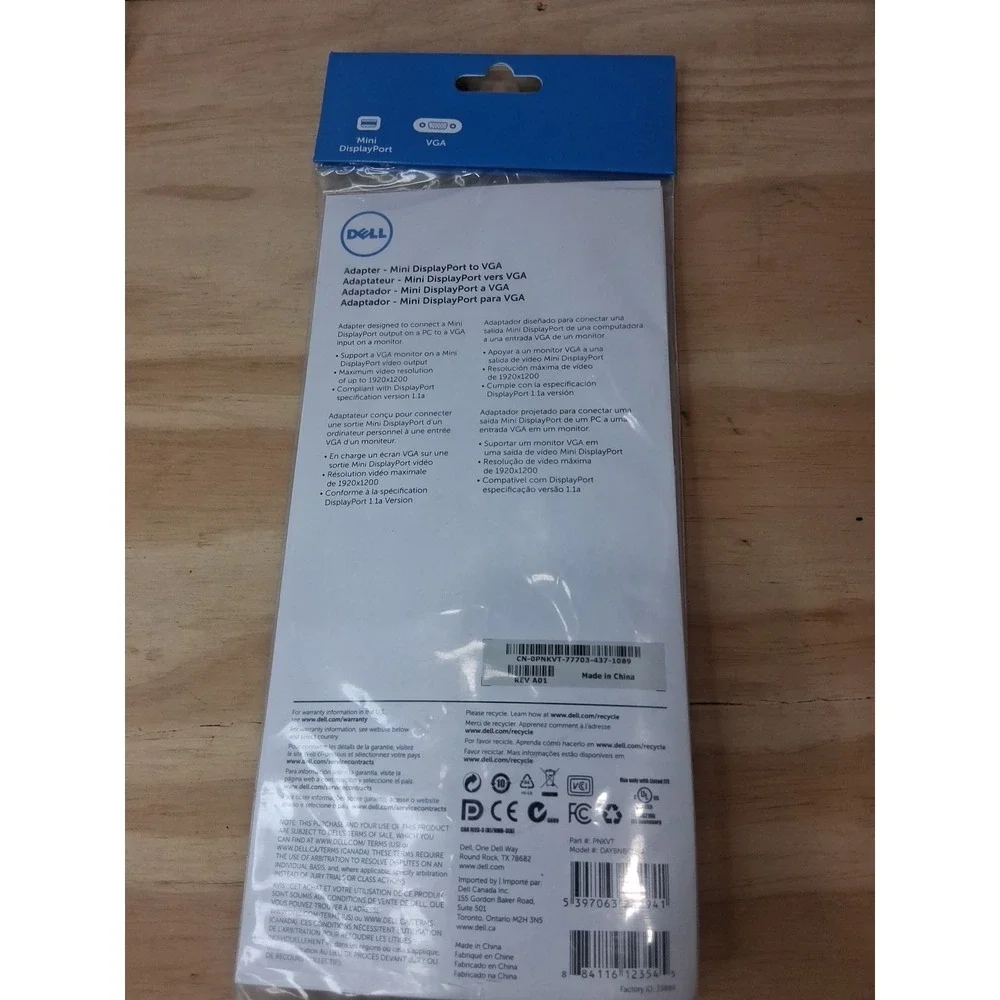 SEALED DELL Mini DisplayPort to VGA Adapter Cable connector | DAYBNBC08